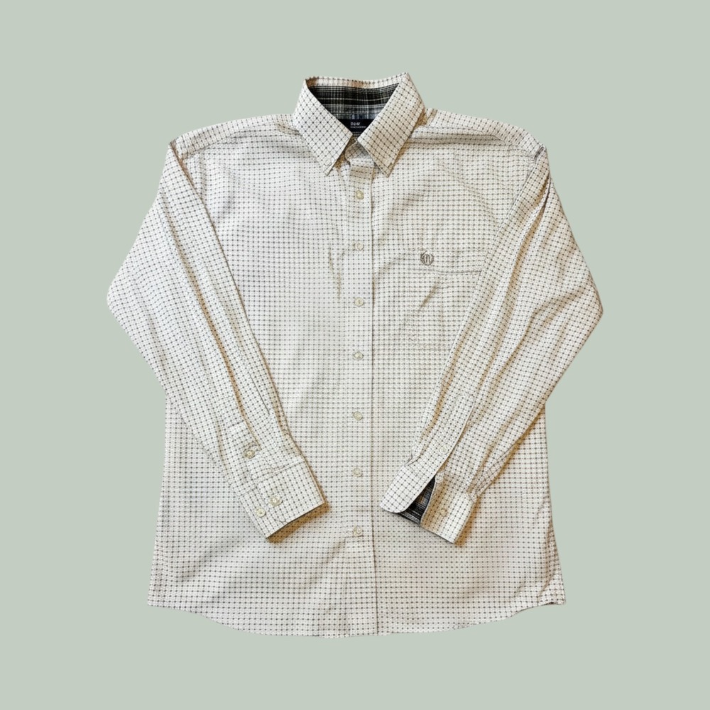 Panhandle Shirt Mens M 3602213 White Black Yellow Geometric Cross Long Sleeve